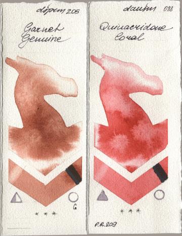 Daniel Smith 205 Garnet Genuine, 088 Quinacridone Cor watercolor swatch