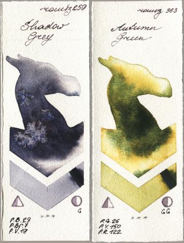 Roman Szmal Aquarius 259 Shadow Grey, 363 Autumn Gre watercolor swatch
