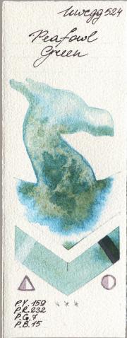 Holbein Artists Watercolor 524 Peafowl Green watercolor swatch