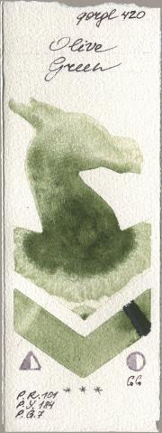 Golden QOR 420 Olive Gre watercolor swatch