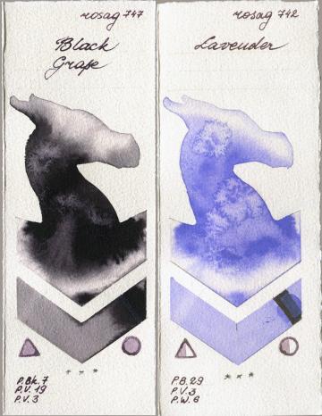 Rosa Gallery 747 Black Grape vs 742 Lavender watercolor swatch