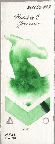 Sennelier l Aquarelle 809 Hookers Green watercolor swatch