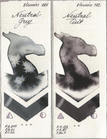 Shminke Horadam Aquarell 785 Neutral Grey, 782 Neutral Ti watercolor swatch