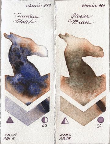 Shminke Horadam Aquarell 983 Tundra Violet vs 964 Glacier Brown watercolor swatch
