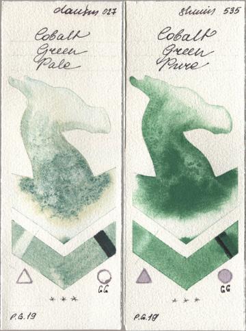 Daniel Smith 027 Cobalt Green Pale, Shminke Horadam Aquarell 535 Cobalt Green Pu watercolor swatch