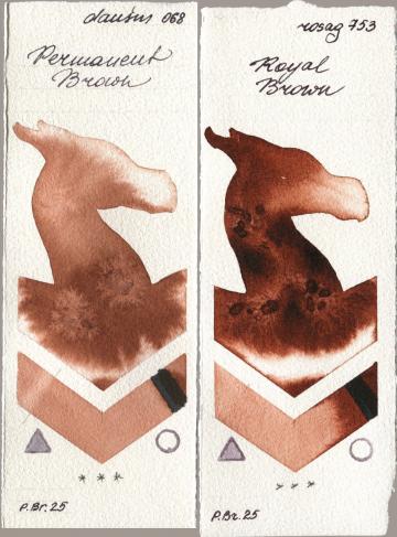 Daniel Smith 068 Permanent Brown, Rosa Gallery 753 Royal Bro watercolor swatch
