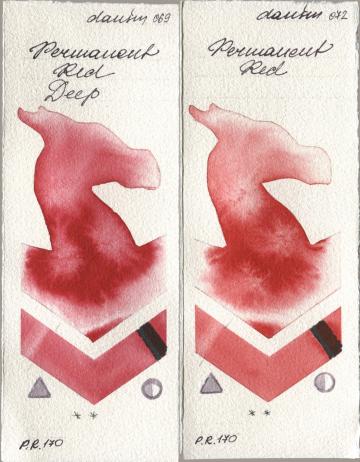 Daniel Smith 069 Permanent Red Deep, 072 Permanent R watercolor swatch