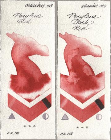 Daniel Smith 075 Perylene Red, Shminke Horadam Aquarell 344 Perylene Dark R watercolor swatch