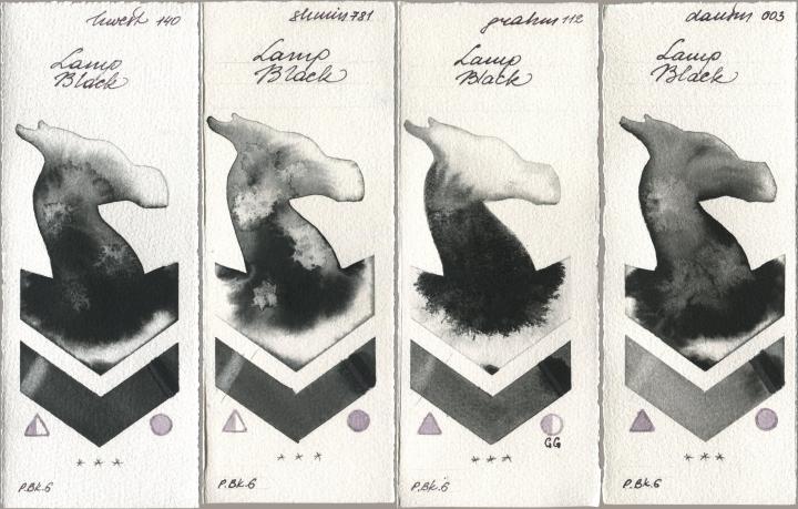 Holbein Artists Watercolor 140 Lamp Black, Shminke Horadam Aquarell 781 Lamp Black, M. Graham & Co. Artists 112 Lamp Black, Daniel Smith 003 Lamp Bla watercolor swatch
