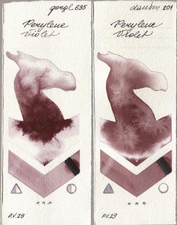 Golden QOR 635 Perylene Violet, Daniel Smith 201 Perylene Viol watercolor swatch