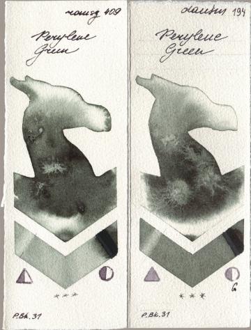 Roman Szmal Aquarius 409 Perylene Green, Daniel Smith 194 Perylene Gre watercolor swatch