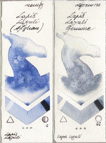 Roman Szmal Aquarius 999 Lapis Lazuli Afghan, Daniel Smith 138 Lapis Lazuli Genui watercolor swatch