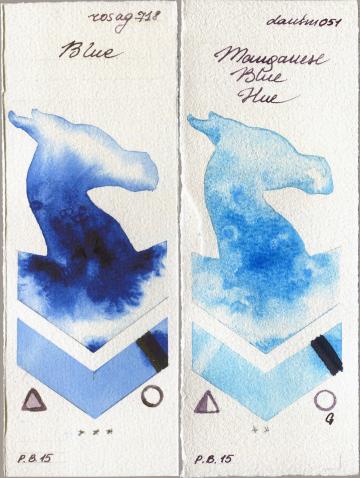 Rosa Gallery 718 Blue vs Daniel Smith 051 Manganese Blue Hue watercolor swatch