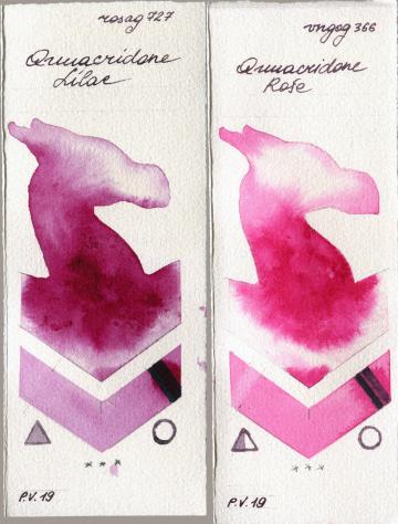 Rosa Gallery 727 Quinacridone Lilac vs Van Gogh Watercolour 366 Quinacridone Rose watercolor swatch