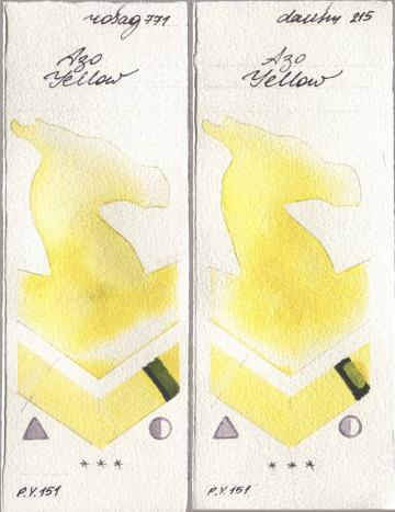Rosa Gallery 771 Azo Yellow, Daniel Smith 215 Azo Yell watercolor swatch