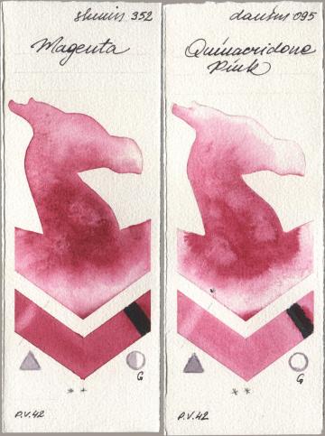 Shminke Horadam Aquarell 352 Magenta, Daniel Smith 095 Quinacridone Pi watercolor swatch