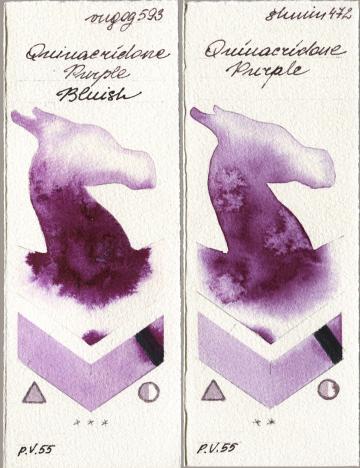 Royal Talens Van Gogh Watercolour 593 Quinacridone Purple Bluish vs Shminke Horadam Aquarell 472 Quinacridone Purple watercolor swatch
