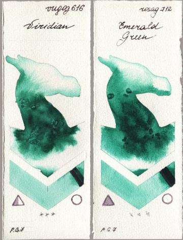 Royal Talens Van Gogh Watercolour 616 Viridian vs Rosa Gallery 712 Emerald Green watercolor swatch