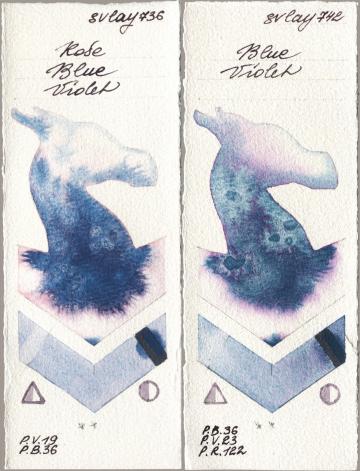 SuperVision 736 Rose Blue Violet vs 742 Blue Violet watercolor swatch