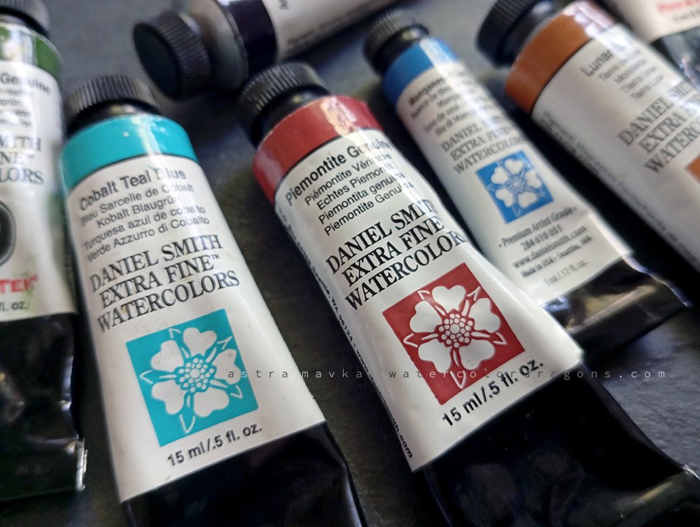 Daniel Smith Extra Fine Watercolor tubes Piemontite Genuine Cobalt Teal Blue Manganese Blue Hue