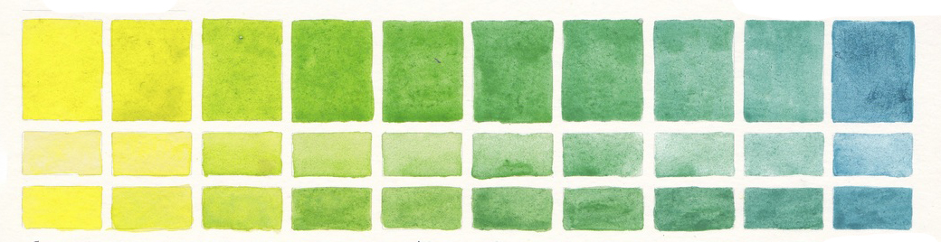 Aureoline by Rosa Gallery and Cobalt Teal Blue by Daniel Smith watercolor paints mixing swatch