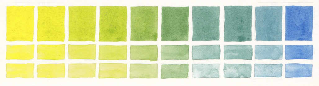 Aureoline by Rosa Gallery and Ultramarine Spectral by Rosa Gallery watercolor paints mixing swatch