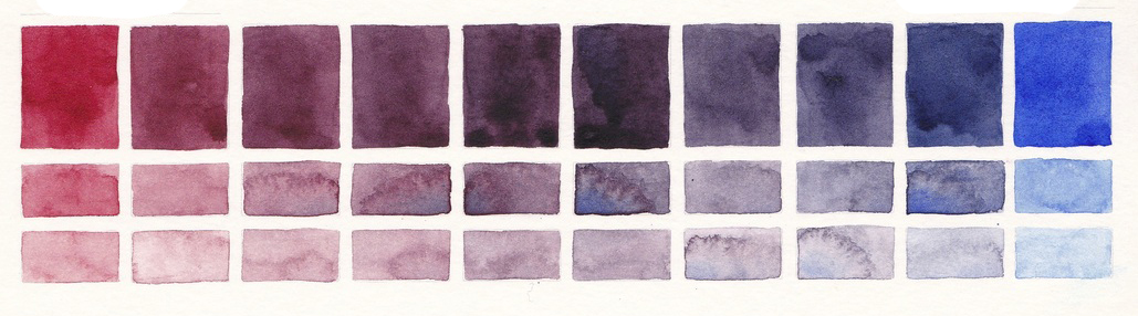 Quinacridone Rose by Royal Talens Van Gogh Watercolour and Bright Blue by Rosa Gallery watercolor paints mixing swatch